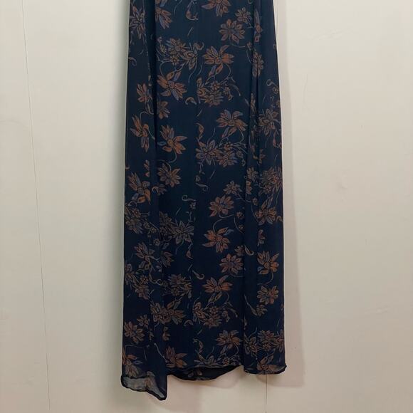 90s Vintage S Nougat chiffon maxi dress spaghetti strap floral summer black goth - Picture 7 of 7